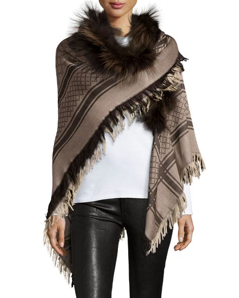 gucci scarf sale womens|Gucci scarf with fur trim.